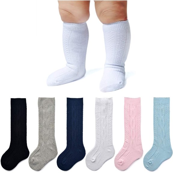 Unisex-Baby Seamless Ribbed/Cable Knit Knee High Socks (Pack of 3/6)