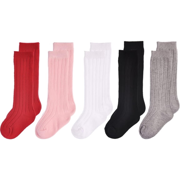 Unisex-Baby Seamless Ribbed/Cable Knit Knee High Socks (Pack of 3/6)