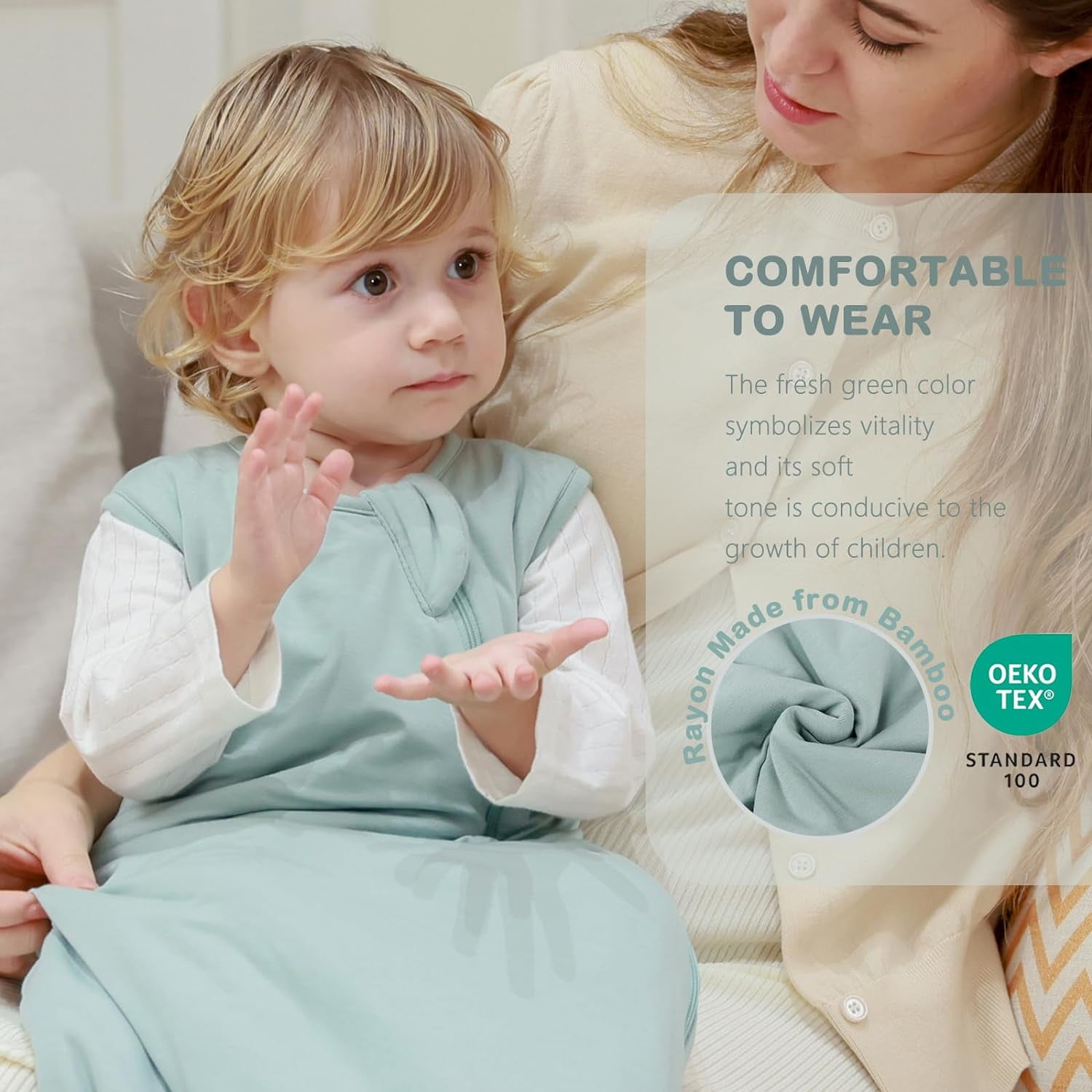 Unisex Baby Sleep Sack 1.0 Tog, Supersoft Rayon Made From Bamboo Wearable B