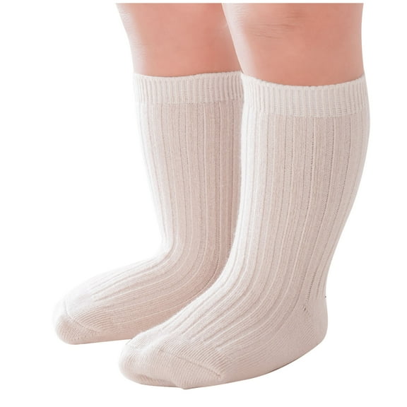 Unisex-Baby Solid Color Seamless Ribbed/Cable Knit Knee Midi High Socks