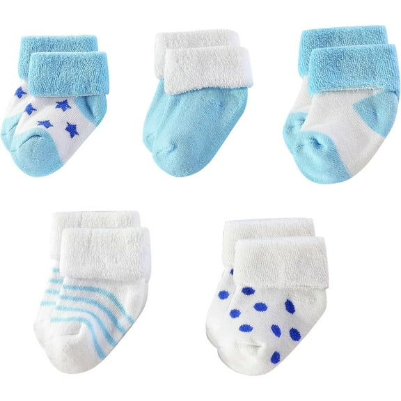 Unisex Baby Terry Socks 5-Pack for Baby boy and girl 0-12 Months Warm Cotton Socks