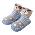 thumbnail image 1 of Unisex Baby Toddler Animals Print Cotton Socks Slipper Anti-Slip Crib Shoes - Sold per 1 Pair (Blue/Bear, 0-6 Months), 1 of 3