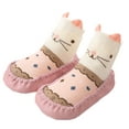 thumbnail image 1 of Unisex Baby Toddler Animals Print Cotton Socks Slipper Anti-Slip Crib Shoes - Sold per 1 Pair (Pink/Mouse, 18-24 Months), 1 of 3