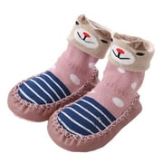 Unisex Baby Toddler Animals Print Cotton Socks Slipper Anti-Slip Crib Shoes - Sold per 1 Pair (Rose/Bear, 12-18 Months)