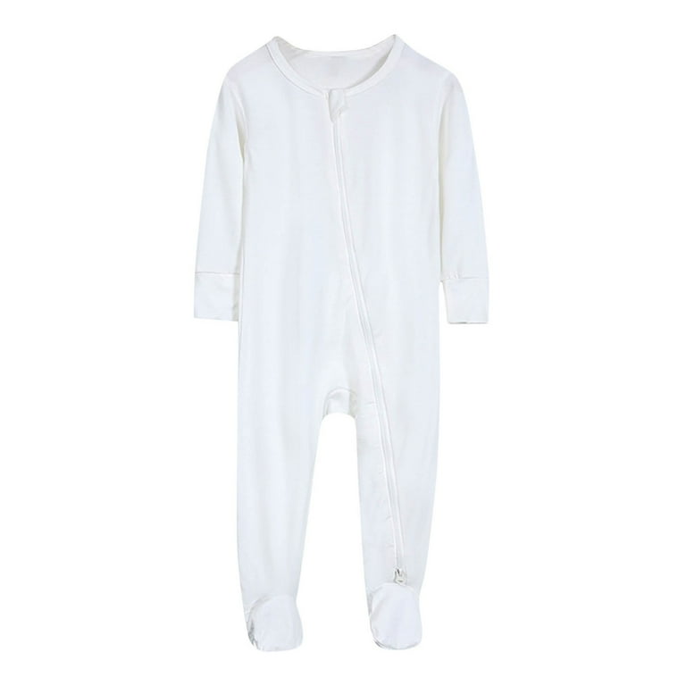 Unisex Baby Zipper Footies Newborn Boy Girl Footed Pajamas Sleeper Solid Color 0 24 Months