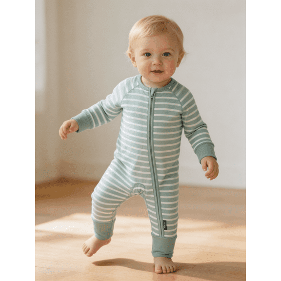Unisex Baby Zipper Sleep & Play One-Piece Romper, Soft Polyester Long Sleeve Footless Jumpsuit for Newborn Infant Toddler 0-24 Months