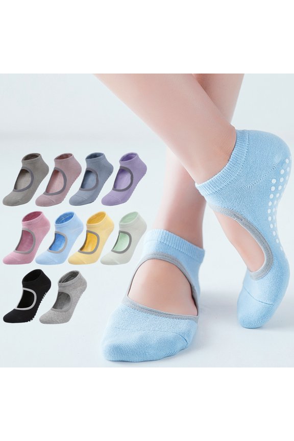 Unisex Backless Yoga Socks With Non Slip Grips Breathable Pilates Socks For Men And Women Ballet Dance Fitness Studio Socks Wide Fit Comfortable Gym Workout Home Exercise(Pink)