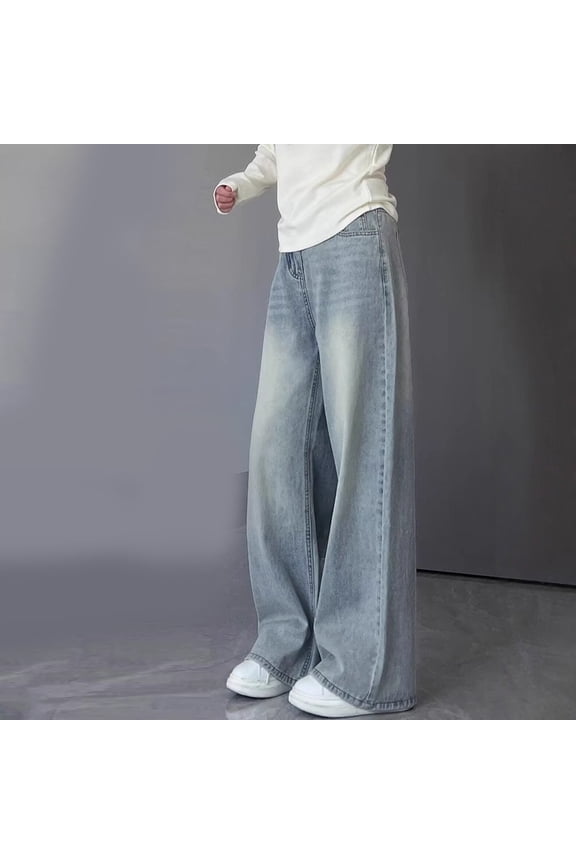 Unisex Baggy Jeans Hip Hop Skater Jeans Vintage Dance Skateboard Pants Loose Fit Denim Jeans