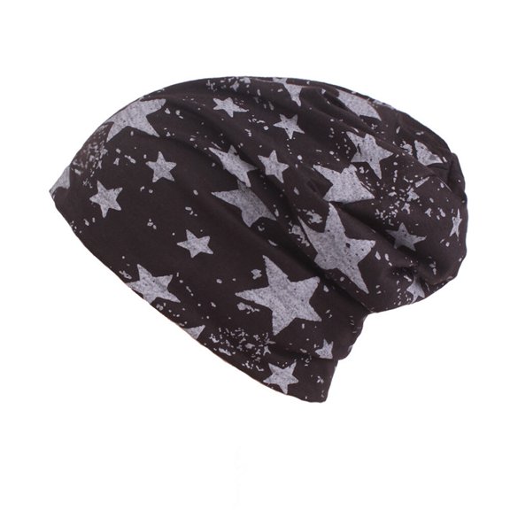 Unisex Baggy Stars Letter Pattern Cotton Blend Beanie Hat Oversized Casual Cap