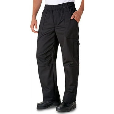 Unisex Baggy Style Men Women Black Color Chef Cook Pants Trouser with Draw String for Food Service, Bakers and Culinary Professional Size S
