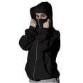 thumbnail image 1 of Unisex Balaclava Hoodie with Built-In Eye Mask, Double Hooded Hoodies, Full Zip Hooded Sweatshirt for Cold Weather, 1 of 6