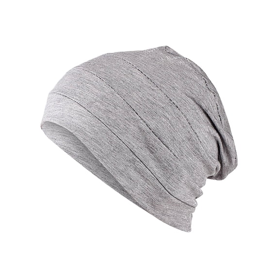 Unisex Bamboo Beanie Sleep Cap for Sensitive Skin, Solid Color Soft Lightweight Breathable Hair Loss, Alopecia, Chemo, Indoors and Outdoors, Gray One Size