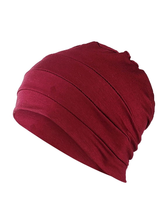 Unisex Bamboo Beanie Sleep Cap for Sensitive Skin, Solid Color Soft Lightweight Breathable Hair Loss, Alopecia, Chemo, Indoors and Outdoors, Wine One Size