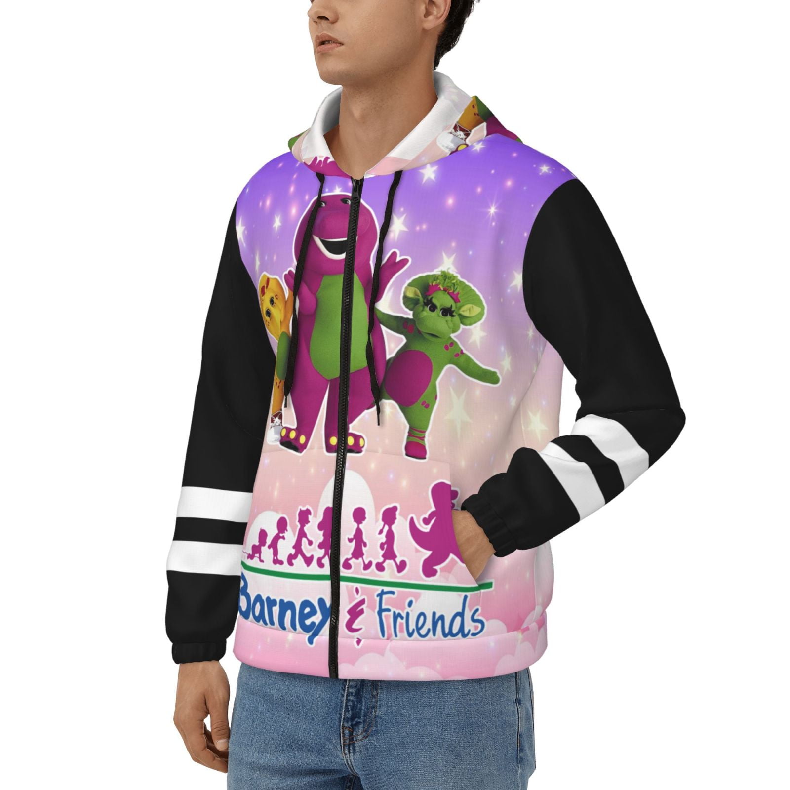 Unisex Barney And Friends Zip Up Hoodie Graphic Hooded Sweatshirt