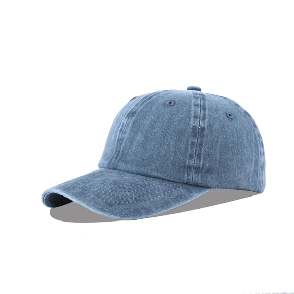 Unisex Baseball Cap 100% Cotton Fits Men Women Washed Denim Adjustable Dad Hat(Denim Blue)