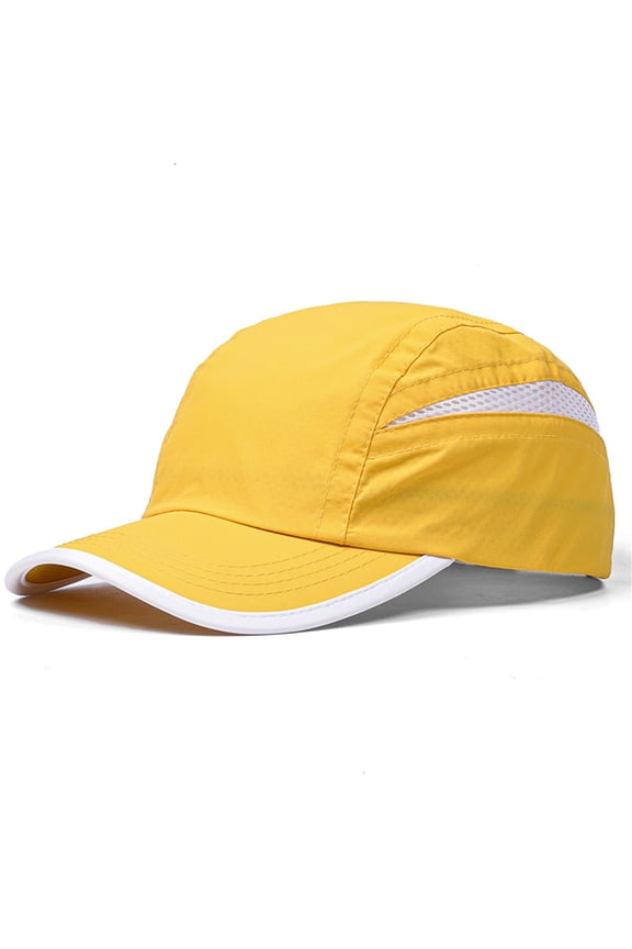 Unisex Baseball Cap, Color-blocking Adjustable Visor Hat for Men and Women, Breathable Quick-Dry Sport Caps for Running, Cycling, Hiking, Training and Daily Wear-Yellow