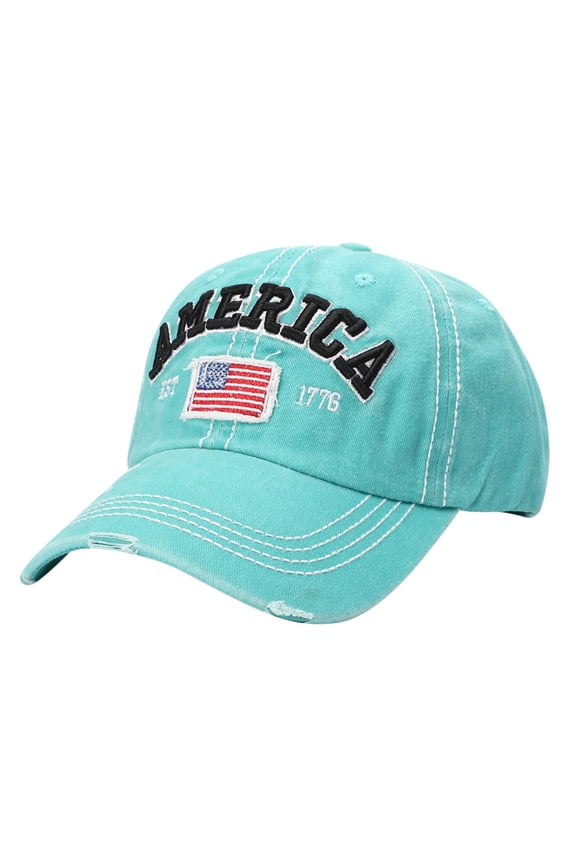 Unisex Baseball Cap Retro American Flag Pattern Flexible Acrylic Washed Distressed Craft Casual Street Headwear