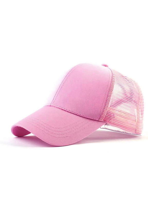 Unisex Baseball Cap Solid Color Mesh Patchwork Premium Polyester Skin Friendly Ponytail Cutout Adjustable Daily Sun Hat For Men Women
