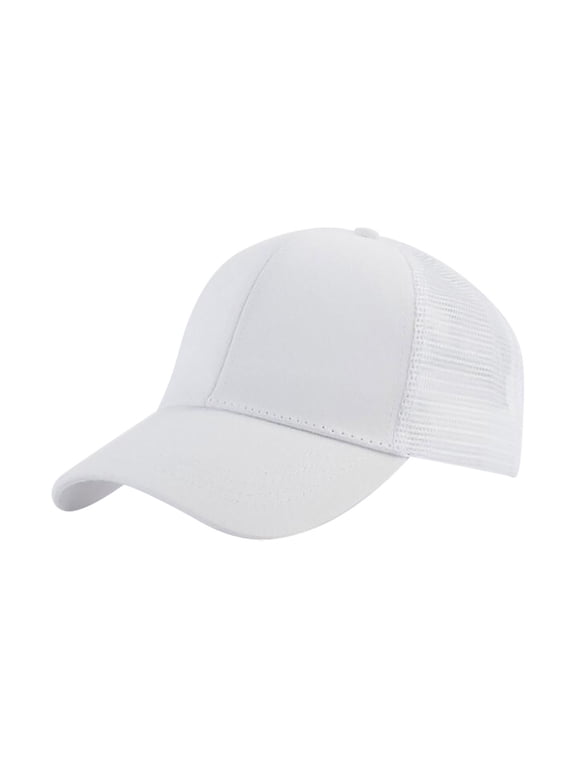 Unisex Baseball Cap Solid Color Mesh Patchwork Premium Polyester Skin Friendly Ponytail Cutout Adjustable Daily Sun Hat For Men Women