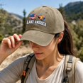 thumbnail image 1 of Unisex Baseball Cap, Vintage Washed Cotton Adjustable Dad Hat for Men and Women "LAKE AMERICA", Curved Brim Casual Cap for Everyday Outdoor Wear, 1 of 7
