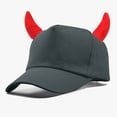 thumbnail image 1 of Unisex Baseball Cap with Devil Horns Funny Novelty Hat for Halloween Grey by Baberdicy, 1 of 3