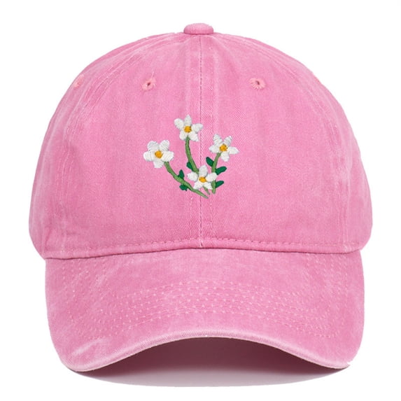 Unisex Baseball Hat AURORADY Hand Embroidered Flower Design Baseball Cap, Pink One Size Baseball Caps