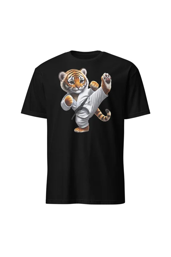 Unisex Basic Softstyle Karate Tiger Cub Graphic Taekwondo T-Shirt, up to Size 5XL