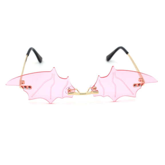Unisex Bat Wing Unique Funk Rimless Pimp Sunglasses Gold Pink