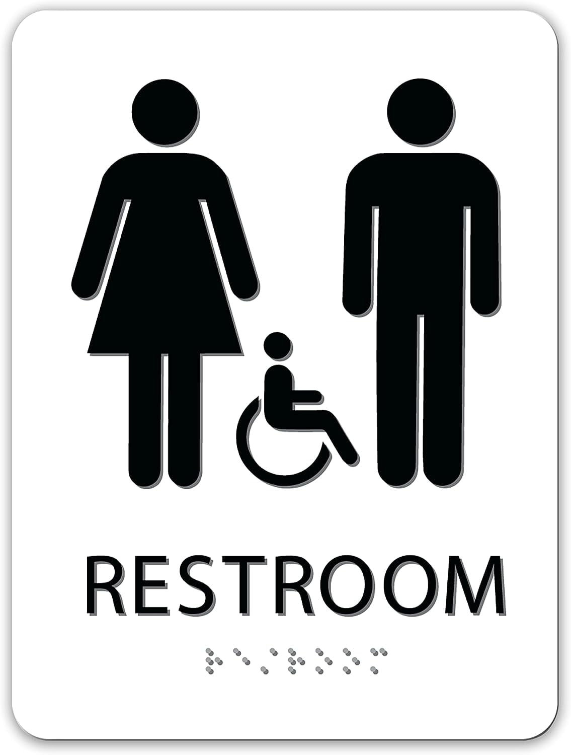 Unisex Bathroom Signs with Braille for Business ADA Compliant Restroom