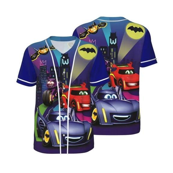 Unisex Batwheel Baseball Shirt Character Baseball Jerseys Shirt for Cartoon Movie Lover