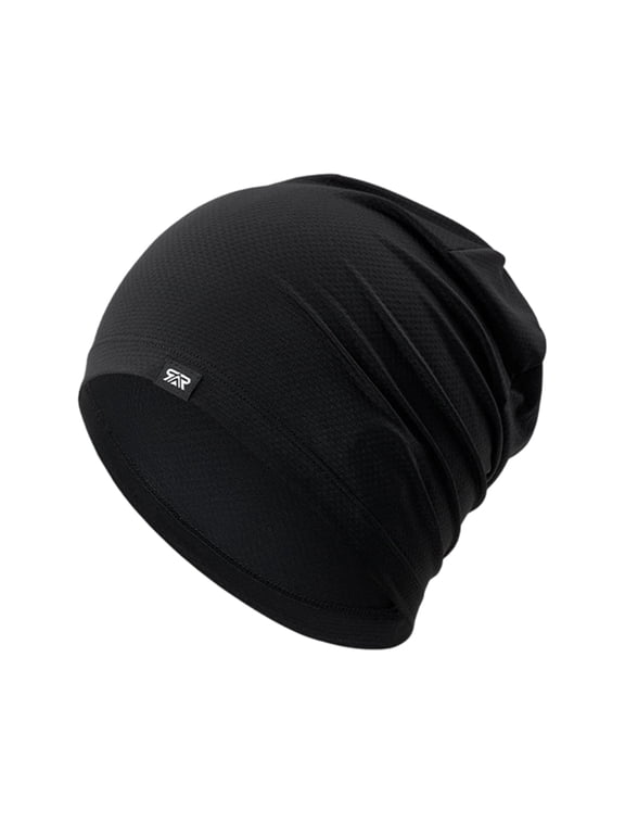 Unisex Beanie Hat Ice Silk Cooling Breathable Sleep Cap Sweat Absorbing Slouchy Skull Cap for Outdoor Sports Running Cycling 1 Pc Black