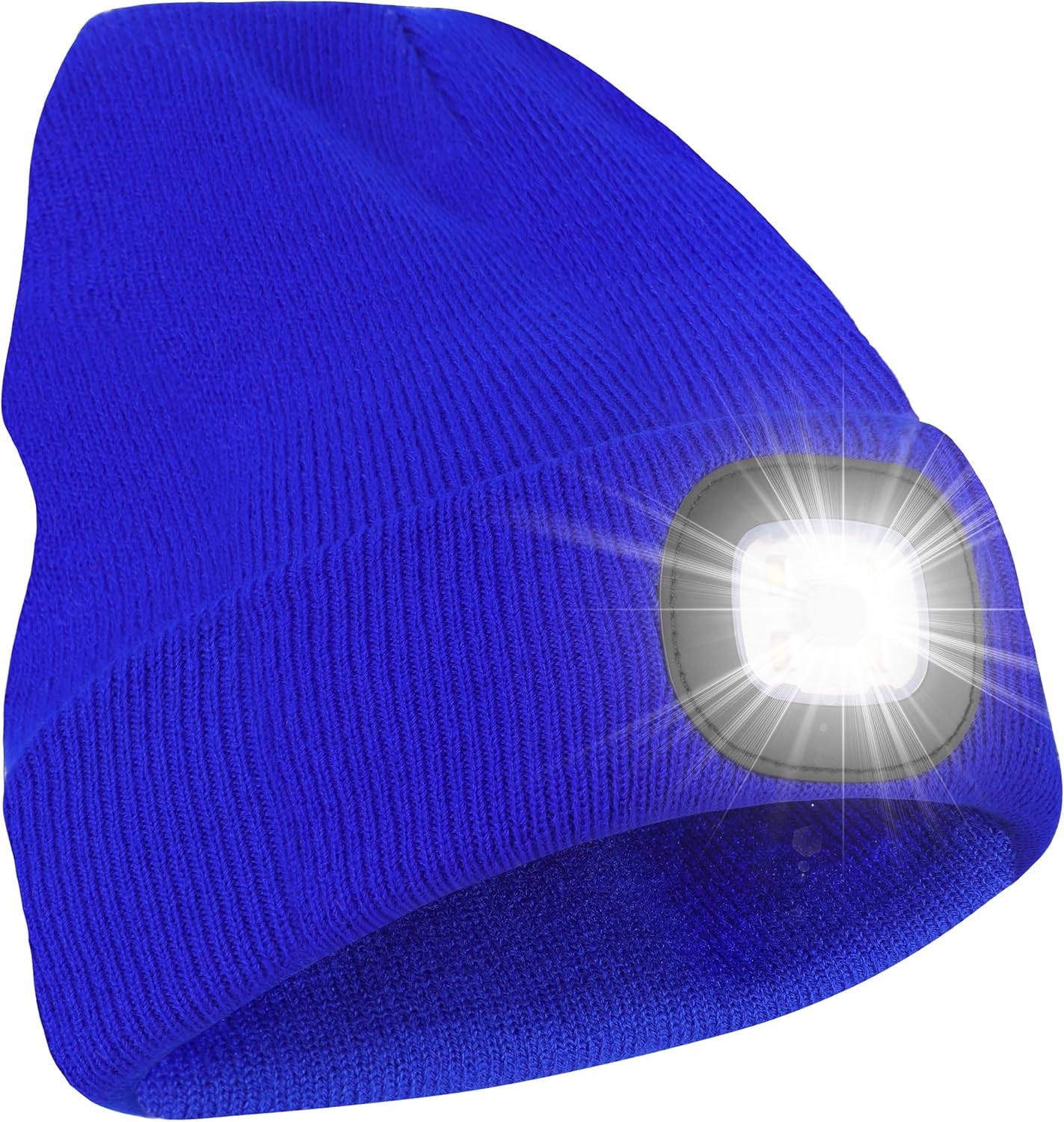 Unisex Beanie Hat with Light, USB Rechargeable LED Headlamp Hat Night Light Cap Christmas Stocking Stuffers Gifts for Men Dad Father Husband (Royal Blue)