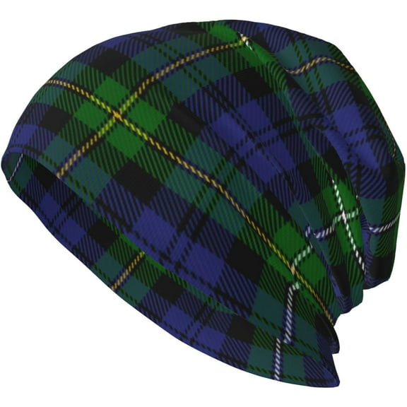 Unisex Beanie Hat Scottish Tartan Plaid Warm Knit Hat for Adult