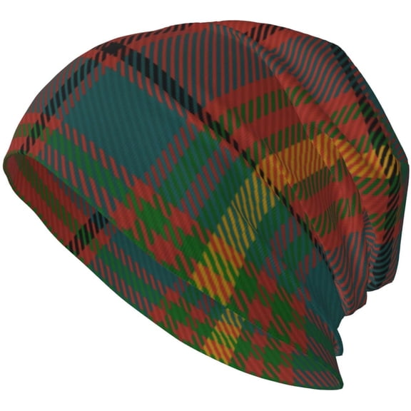 Unisex Beanie Hat Scottish Tartan Plaid Warm Knit Hat for Adult