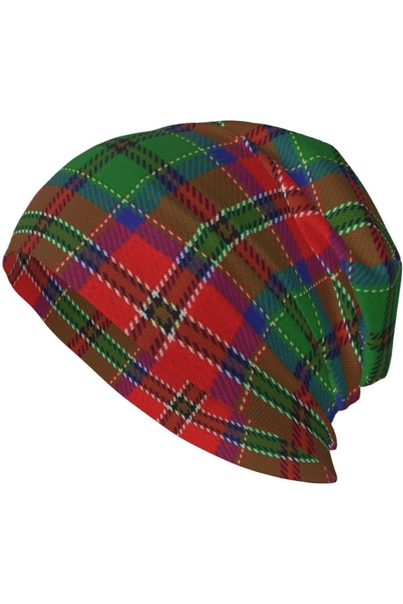 Unisex Beanie Hat Scottish Tartan Plaid Warm Knit Hat for Adult