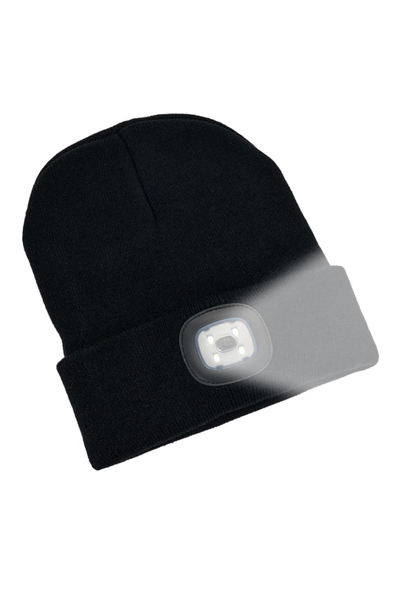 Unisex Beanie Hat with LED Light Makes The Perfect Winter Hat with Light Built in. Flashlight Beanie Top Choice for Dad Gadgets for Men Black