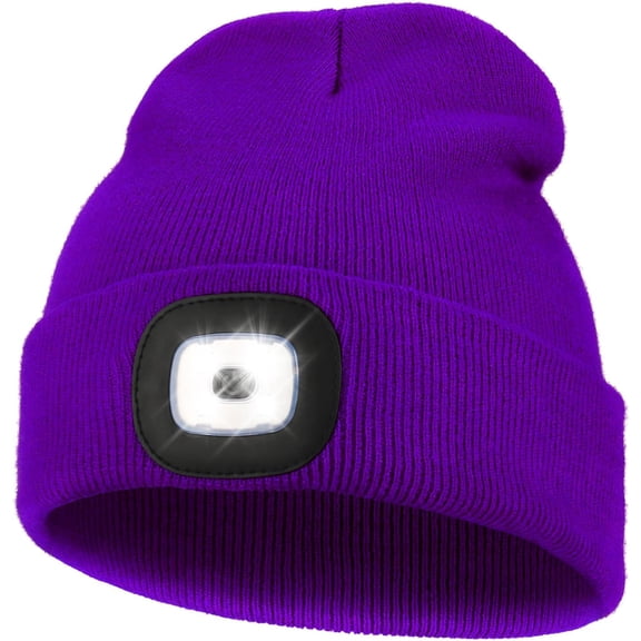 Unisex Beanie Hat with Light, Rechargeable Hands Free LED Headlamp Knitted Light Beanie Cap,Men Gifts for Dad Husband