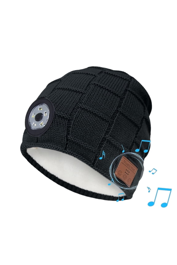 Unisex Beanie Hat with Light, USB Rechargeable 5 LED Headlamp Knitted Beanie, Gifts for Dad Father Men Husband Warm Knitted Cap