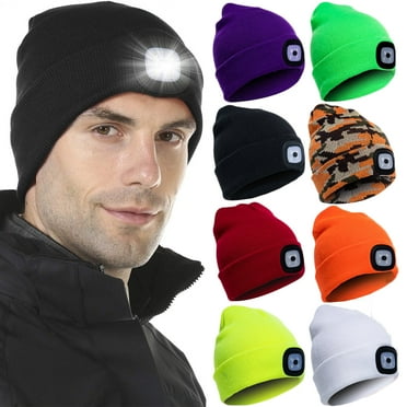 Unisex Beanie Hat with Light, USB Rechargeable Hands Free LED Headlamp Hat, Knitted Night Light Beanie Cap, Men Gifts for Dad Father Husband