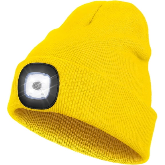 Unisex Beanie Hat with The Light, Gifts for Women Men Dad Father, USB Rechargeable LED Headlamp Cap