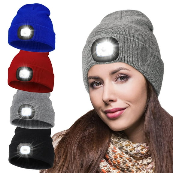 Unisex Beanie Hat with The Light, Gifts for Women Men Dad Father, USB Rechargeable LED Headlamp Cap