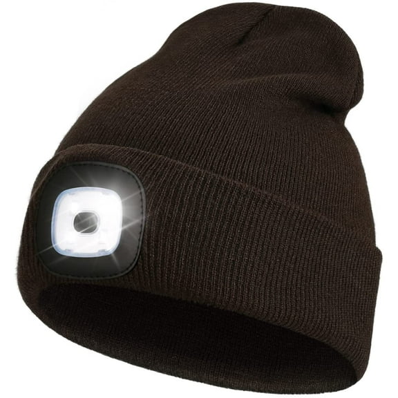 Unisex Beanie Hat with The Light, Gifts for Women Men Dad Father, USB Rechargeable LED Headlamp Cap