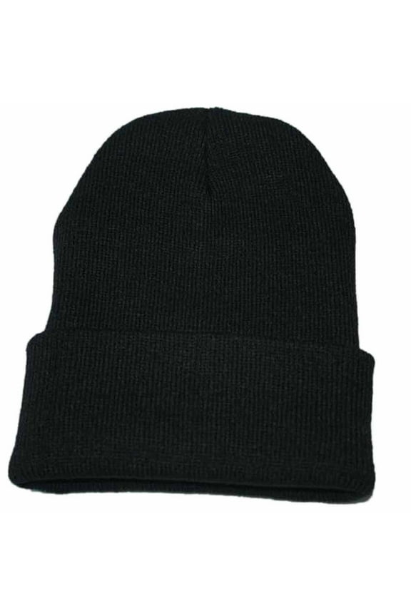 Unisex Beanie Winter Knitted Skull Soft Warm Hat (Black One Size)