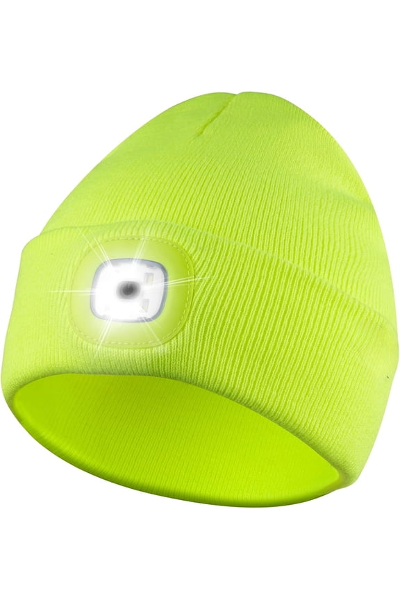 Unisex Beanie with The Light,Gifts for Men Dad Father, USB Rechargeable LED Warm Knit Headlamp Hat 1Pack
