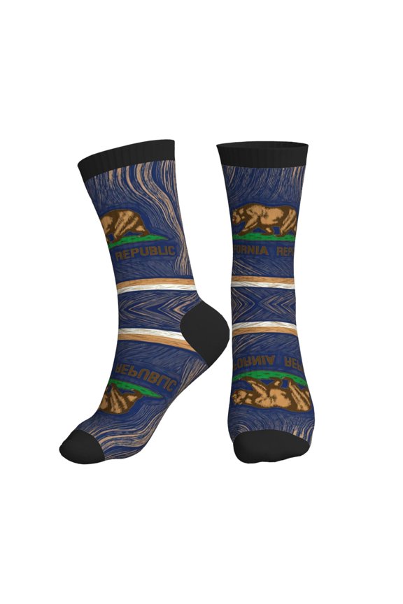 Unisex Bear California Flag Novelty Ankle Socks Colorful ComfortSoft Lightweight Sports Athletic Socks