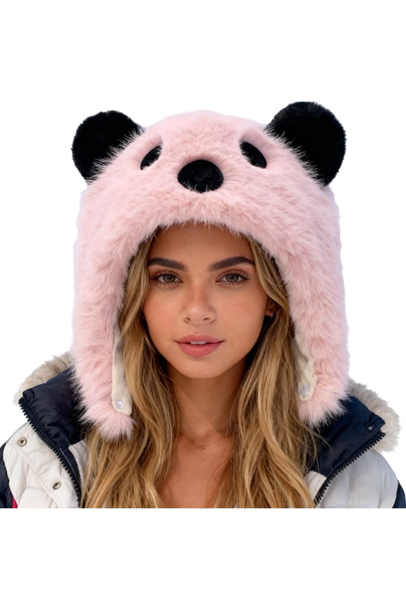 Unisex Bear Hat Warm Winter Ear Cap Cozy Windproof Outdoor Headwear