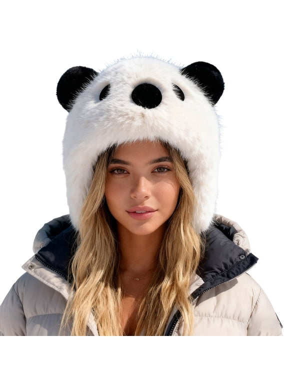 Unisex Bear Hat Warm Winter Ear Cap Cozy Windproof Outdoor Headwear