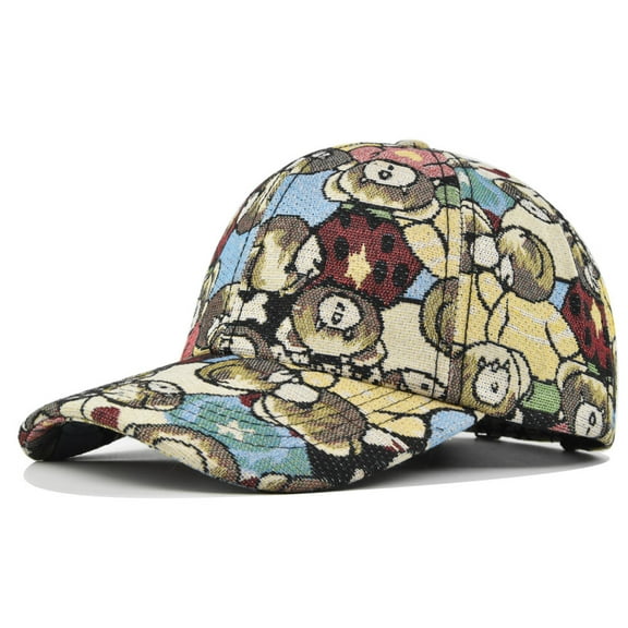 Unisex Bear Print Baseball Cap Fashion Funny Print Baseball Cap Adjustable Peaked Cap Outdoor Sports Couple Hats Adjustable Curved Brim Hats Sun