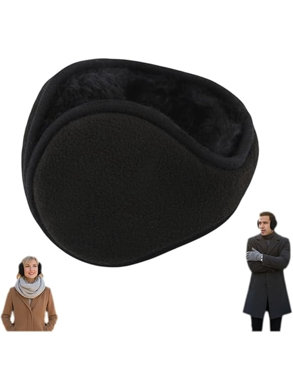 Unisex Behind-the-Head Winter Ear Muffs, Warm Ear Warmers for Men Women, Ideal for Cold Outdoor Activities(LR Black 1 PC)