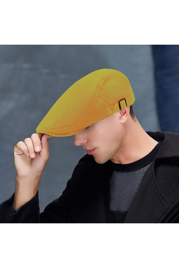 Unisex Beret Cap, Breathable Classic Flat Top Newsboy Style Hat for Men and Women, Casual Daily Wear and Fashionable Outfits-Yellow